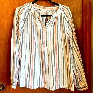 Woman’s striped shirt. Size large(12-14).